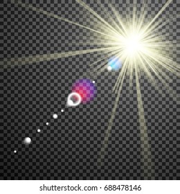 Vector transparent sunlight special lens flare light effect.