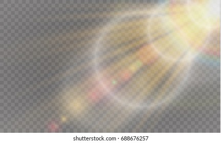 Vector transparent sunlight special lens flare light effect.