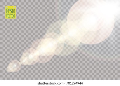 Vector transparent sunlight special lens flare light effect. Sun flash with rays and spotlight. eps 10