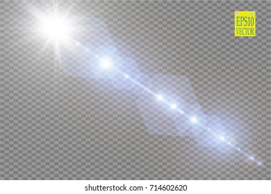 Vector transparent sunlight special lens flare light effect. Sun flash with rays and spotlight. eps 10