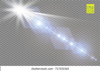 Vector transparent sunlight special lens flare light effect. Sun flash with rays and spotlight. eps 10