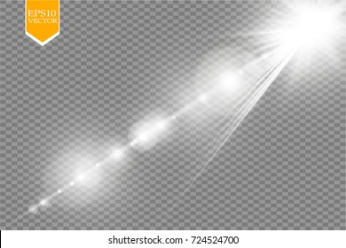 Vector transparent sunlight special lens flare light effect. Sun flash with rays and spotlight. eps 10