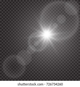 Vector transparent sunlight special lens flare light effect. Sun flash with rays and spotlight
