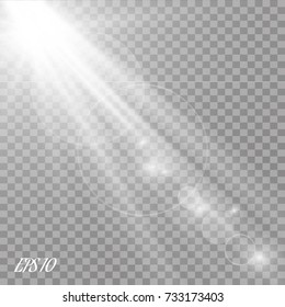 Vector transparent sunlight special lens flare light effect.