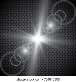 Vector transparent sunlight special lens flare light effect. Sun flash with rays and spotlight