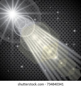 Vector transparent sunlight special lens flare light effect. Sun flash with rays and spotlight