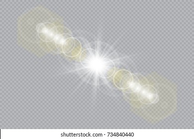 Vector transparent sunlight special lens flare light effect. Sun flash with rays and spotlight