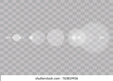 Vector transparent sunlight special lens flare light effect. Sun flash with rays and spotlight