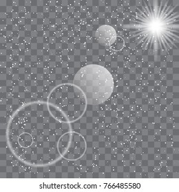 Vector transparent sunlight special lens flare light effect.