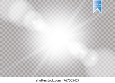 Vector transparent sunlight special lens flare light effect. Sun flash with rays and spotlight. eps 10