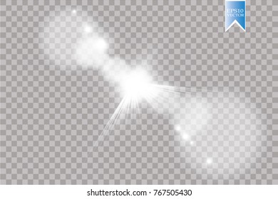 Vector transparent sunlight special lens flare light effect. Sun flash with rays and spotlight. eps 10