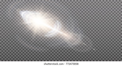 Vector transparent sunlight special lens flare light effect. Sun flash with rays and spotlight.