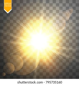 Vector transparent sunlight special lens flare light effect. Sun flash with rays and spotlight. eps 10