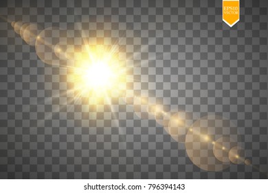 Vector transparent sunlight special lens flare light effect. Sun flash with rays and spotlight. eps 10