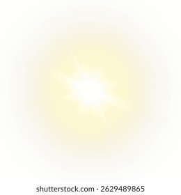 Vector transparent sunlight with sun glare. Overlay, Sun rays and glare, Sun, sunrays, light transitions, lens flare, light leaks and glare in PNG format. PNG sunlight flare. Golden flash and glare.	