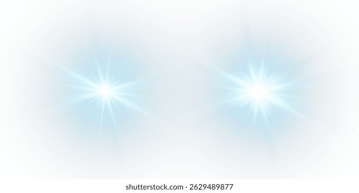 Vector transparent sunlight with sun glare. Overlay, Sun rays and glare, Sun, sunrays, light transitions, lens flare, light leaks and glare in PNG format. PNG sunlight flare. Golden flash and glare.	