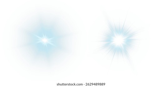 Vector transparent sunlight with sun glare. Overlay, Sun rays and glare, Sun, sunrays, light transitions, lens flare, light leaks and glare in PNG format. PNG sunlight flare. Golden flash and glare.	