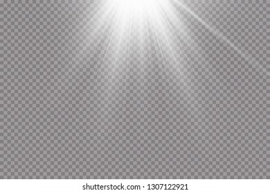 Vector transparent sunlight.Vector scene illuminated by spotlight . Light effect on transparent background

