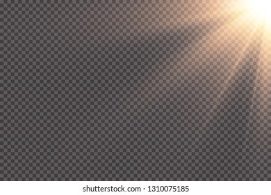 Vector transparent sunlight.Vector scene illuminated by spotlight . Light effect on transparent background

