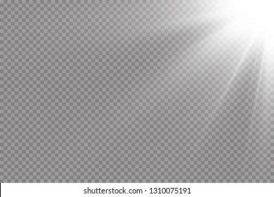 Vector transparent sunlight.Vector scene illuminated by spotlight . Light effect on transparent background

