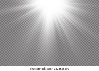 Vector transparent sunlight.Vector scene illuminated by spotlight . Light effect on transparent background
