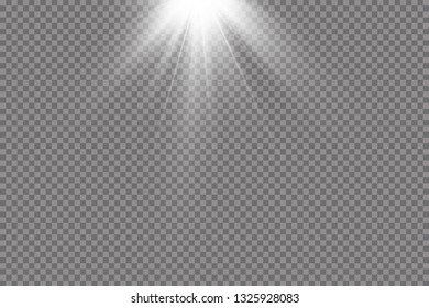 Vector transparent sunlight.Vector scene illuminated by spotlight . Light effect on transparent background
