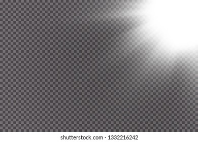 Vector transparent sunlight.Vector scene illuminated by spotlight . Light effect on transparent background

