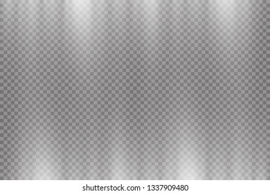 Vector transparent sunlight.Vector scene illuminated by spotlight . Light effect on transparent background

