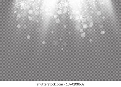 Vector transparent sunlight.Vector scene illuminated by spotlight . Light effect on transparent background
