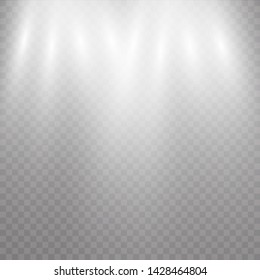 Vector transparent sunlight.Vector scene illuminated by spotlight . Light effect on transparent background

