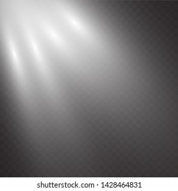 Vector transparent sunlight.Vector scene illuminated by spotlight . Light effect on transparent background
