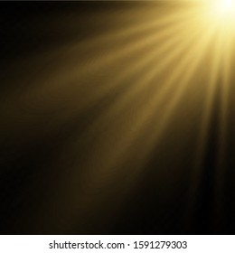 Vector transparent sunlight.Vector scene illuminated by spotlight . Light effect on transparent background