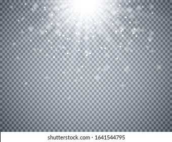 Vector transparent sunlight.Vector scene illuminated by spotlight . Light effect on transparent background