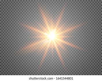 Vector transparent sunlight.Vector scene illuminated by spotlight . Light effect on transparent background