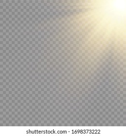 Vector transparent sunlight.Vector scene illuminated by spotlight . Light effect on transparent background