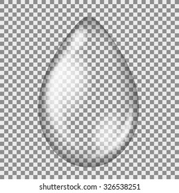 Vector Transparent Water Drop Isolated on Grey Checkered Background