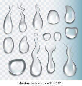 vector transparent water drop on gray background