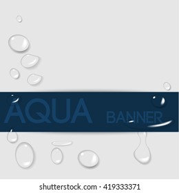 vector transparent water drops, blue banners