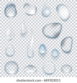 Vector transparent water drops on background. template for your design