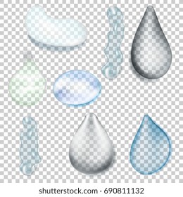 Vector transparent water drops on background. Template for your design