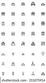 Vector transport icon set - car, truck, cycle, motorcycle, bus, plane, train