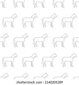 Vector transport seamless pattern icon. The horse is painted with a thin color line.