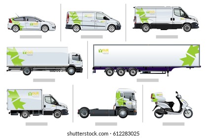 Vector transport template for brand identity, isolated on white. Side views. Available EPS-10 separated by groups and layers with transparency effects for one-click repaint and easy edit.