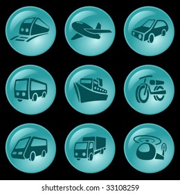 Vector: Transportation glossy buttons