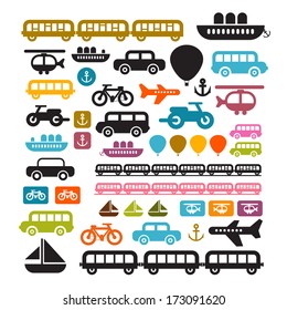 Vector Transportation Icons Isolated on White Background