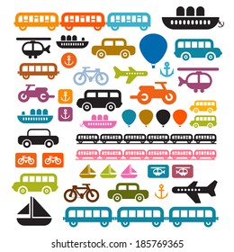 Vector Transportation Icons Isolated on White Background