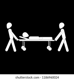 Vector transportation of lying patients. Patient on stretchers. Emergency.