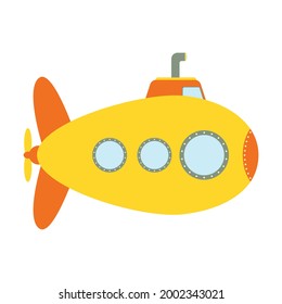 Vector transportation sea submarine toy in yellow cute cartoon png clipart for cute cartoon kids book sea transportation