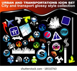 VECTOR Transportation and urban icon set