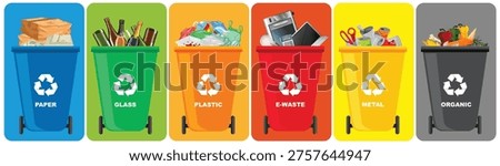 Vector of Trash bin according to category so that it can be sorted